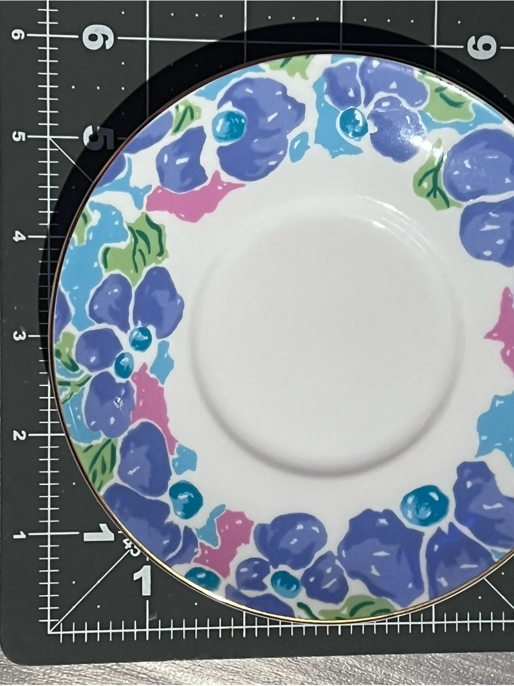 Givenchy Blue Floral Gold Rim Dessert Plates - Set of 4